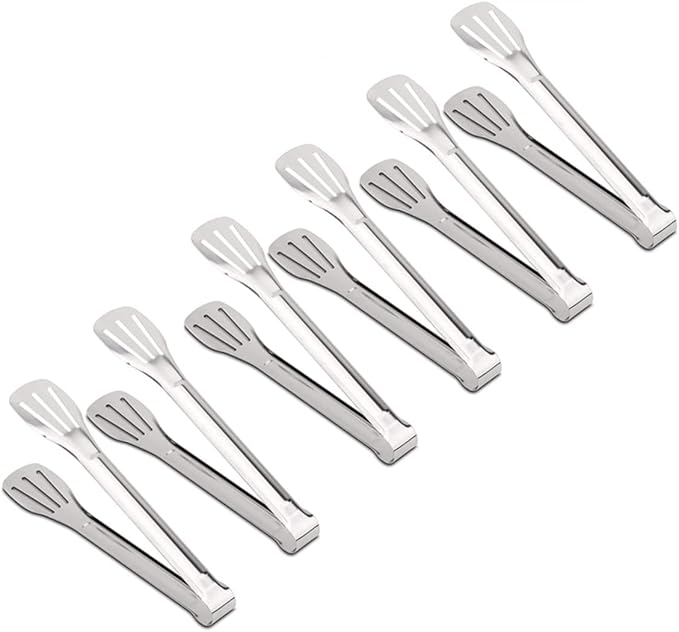 Serving Tongs Kitchen Tongs,Buffet Tongs, Stainless Steel Food Tong Serving Tong,small tongs 6 Pack (9 Inch)