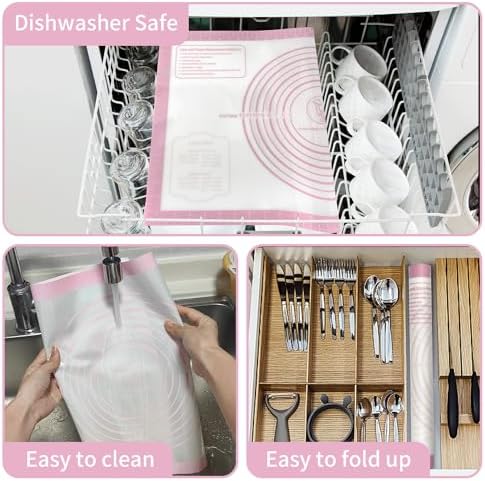 Oven Liners for Bottom of Oven + Silicone Pastry Baking Mat with Measurement