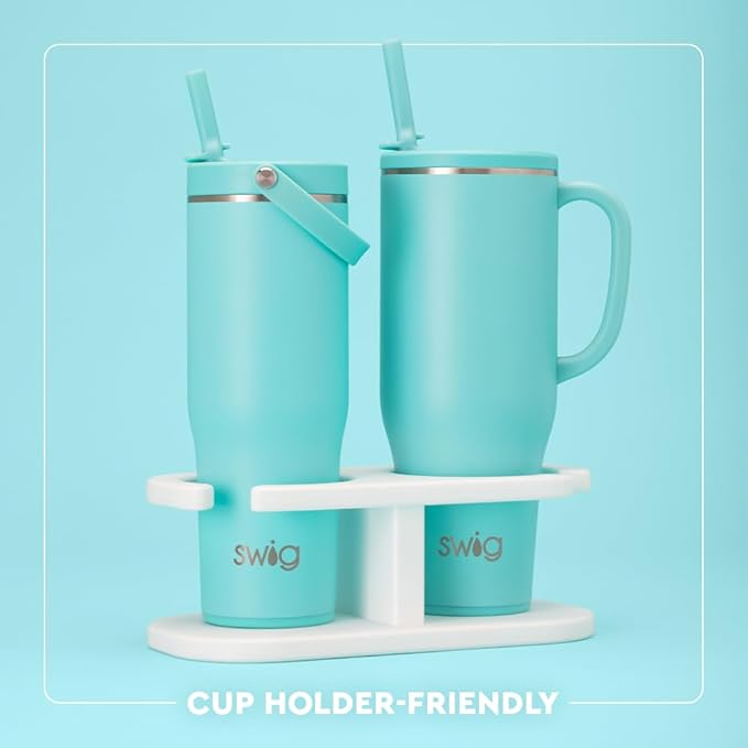 Swig Life 40oz Leak Proof Mega Mug, 40oz Leak Proof Tumbler with Handle and Straw, Extra Large Insulated Tumblers, Cup Holder Friendly Travel Mug, Reusable Leakproof Water Bottle (Taco Night)
