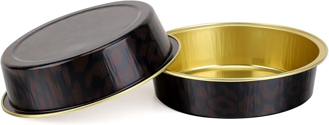Beasea 20 Pack 4” Mini Pans with Lids, 8oz Disposable Aluminum Baking Foil Tins Round Small Black Dark Red Spot Container for Individual Cupcake Dessert Muffin Ramekin Cheesecake Quiche Oven Dishes