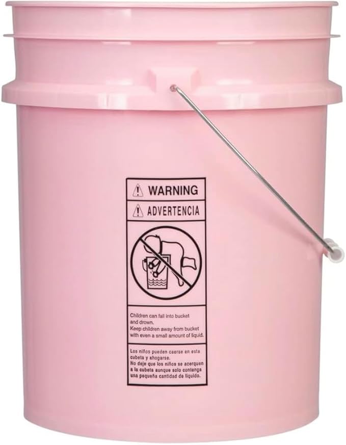 House Naturals 5 Gallon Premium HPDE Plastic Bucket - Made in USA Food Grade Storage Container, BPA Free All Purpose Pail (3, Pink)
