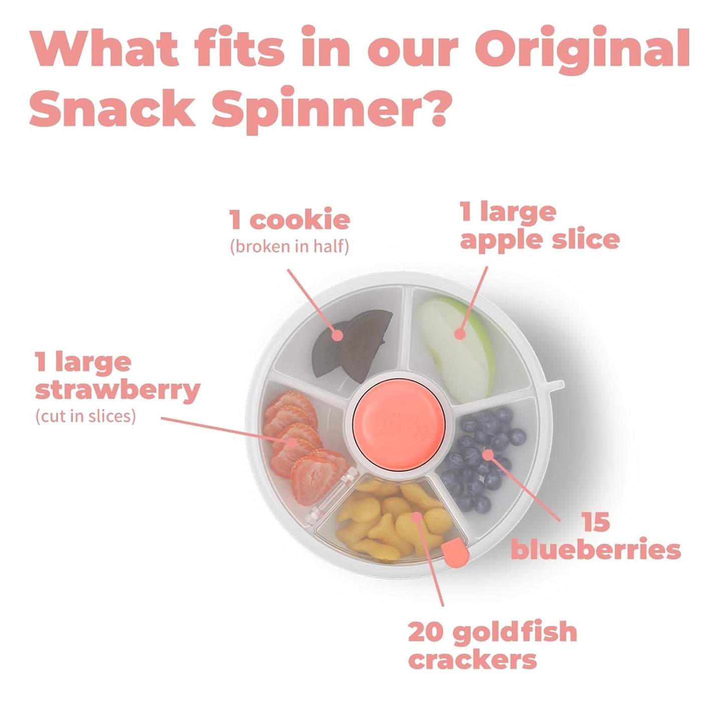 GoBe Kids Small Snack Spinner Flip Bundle with Hand Strap and Sticker Sheet - Reusable Snack Container with 5 Compartment Dispenser and Lid | BPA/PVC Free | Dishwasher Safe | No Spill - Pumpkin Spice