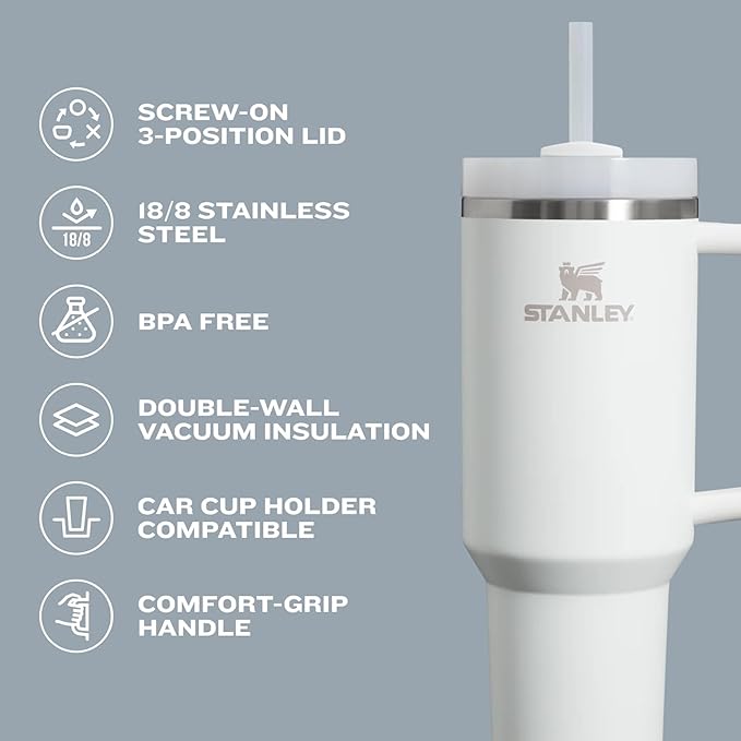 STANLEY Quencher H2.0 Tumbler with Handle and Straw 30 oz | Flowstate 3-Position Lid | Cup Holder Compatible for Travel | Insulated Stainless Steel Cup | BPA-Free | Exclusive Thyme