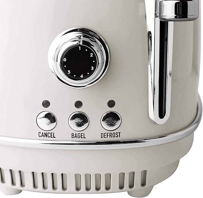 Haden Heritage 2 Slice Wide Slot Stainless Steel Toaster with Adjustable Browning Control & Non-Slip Feet, Ivory & Chrome