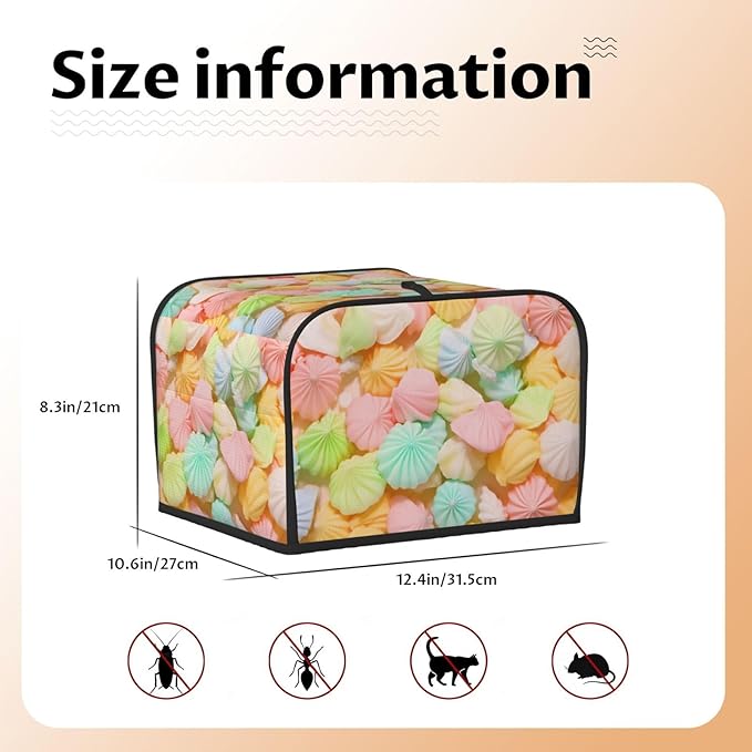 Cute Candy Gummy Covers for Toasters 4 Slice,Cute Funny Bread Machine Cover with Handle,Washable Stain Resistant Kitchen Small Appliance Cover Dining Decor