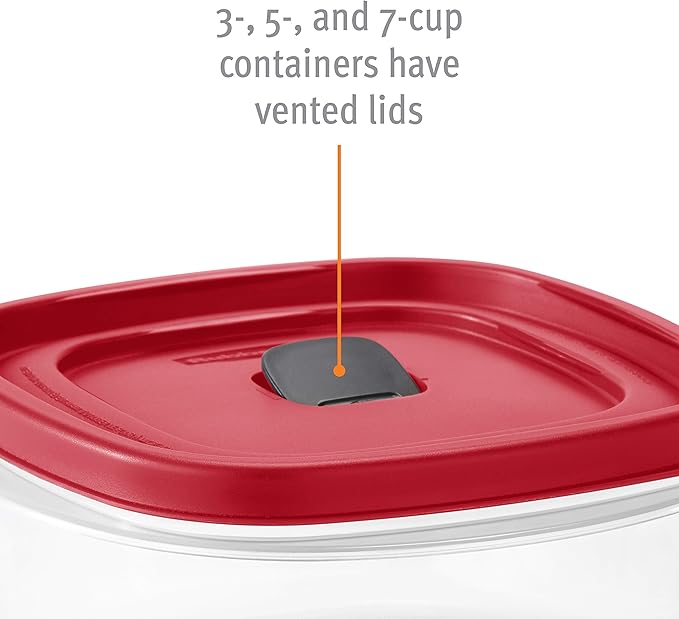 Rubbermaid EasyFindLids Food Storage and Organization Containers, 3-Pack, Racer Red, BPA-Free, Microwave & Dishwasher Safe