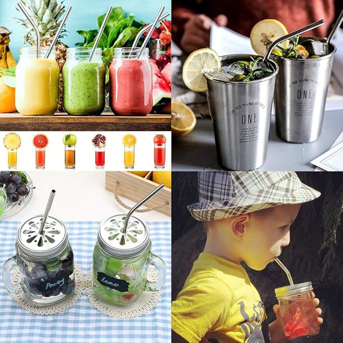 100Pcs Rainbow Reusable Stainless Steel Metal Straws for Bulk Order. NiceCaTeLe 8.5” Kids Toddler Baby Child Drinking Straws for 20oz Tumblers Yeti Dishwasher Safe(8.5" Long, Rainbow-100pcs Straight)