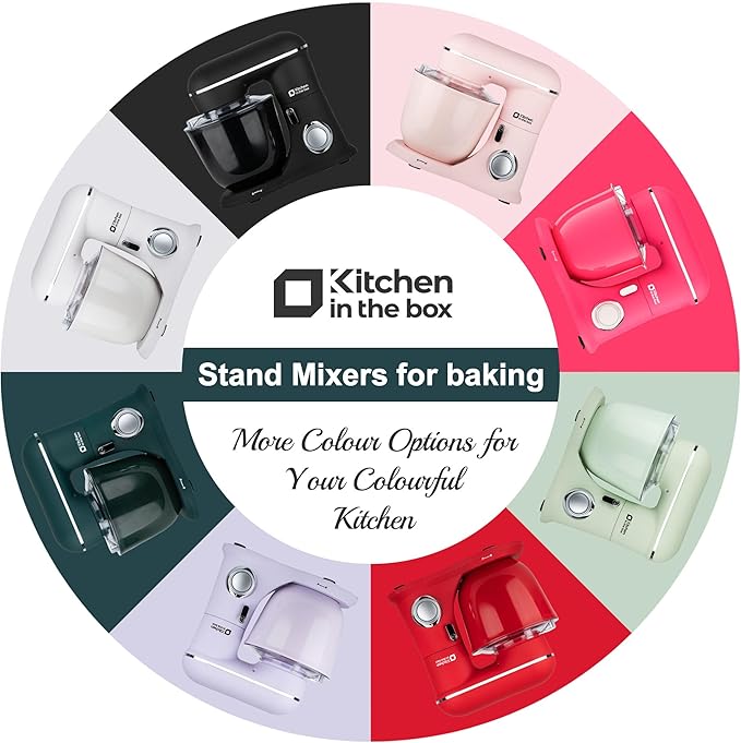 Kitchen in the box Stand Mixer, 4.5QT+5QT Two bowls Electric Food Mixer, 10 Speeds 3-IN-1 Kitchen Mixer for Daily Use with Egg Whisk,Dough Hook,Flat Beater (Matte Red, 5QT)