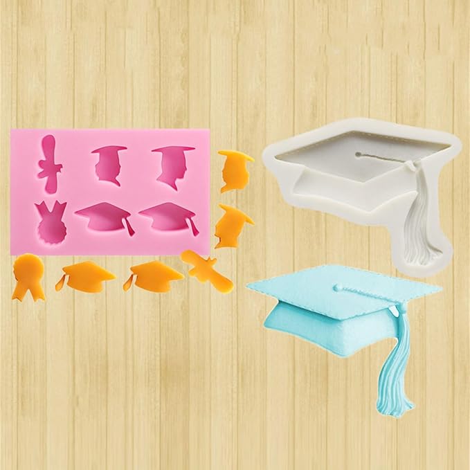 Graduation Cap Fondant Cake Decorating Silicone Mold Pastry Chocolate Candy Ice Cream Mold Baking Tool Silicone Baking Molds For Oven Cakes Shapes