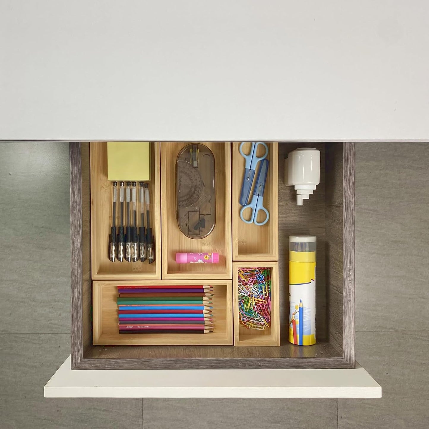 bamboo drawer organizer Set,expandable drawer dividers,wooden storage organizers,large trays for kitchen, bathroom,flatware,Tea Bag Organizer (1 X 5PCS Natural)