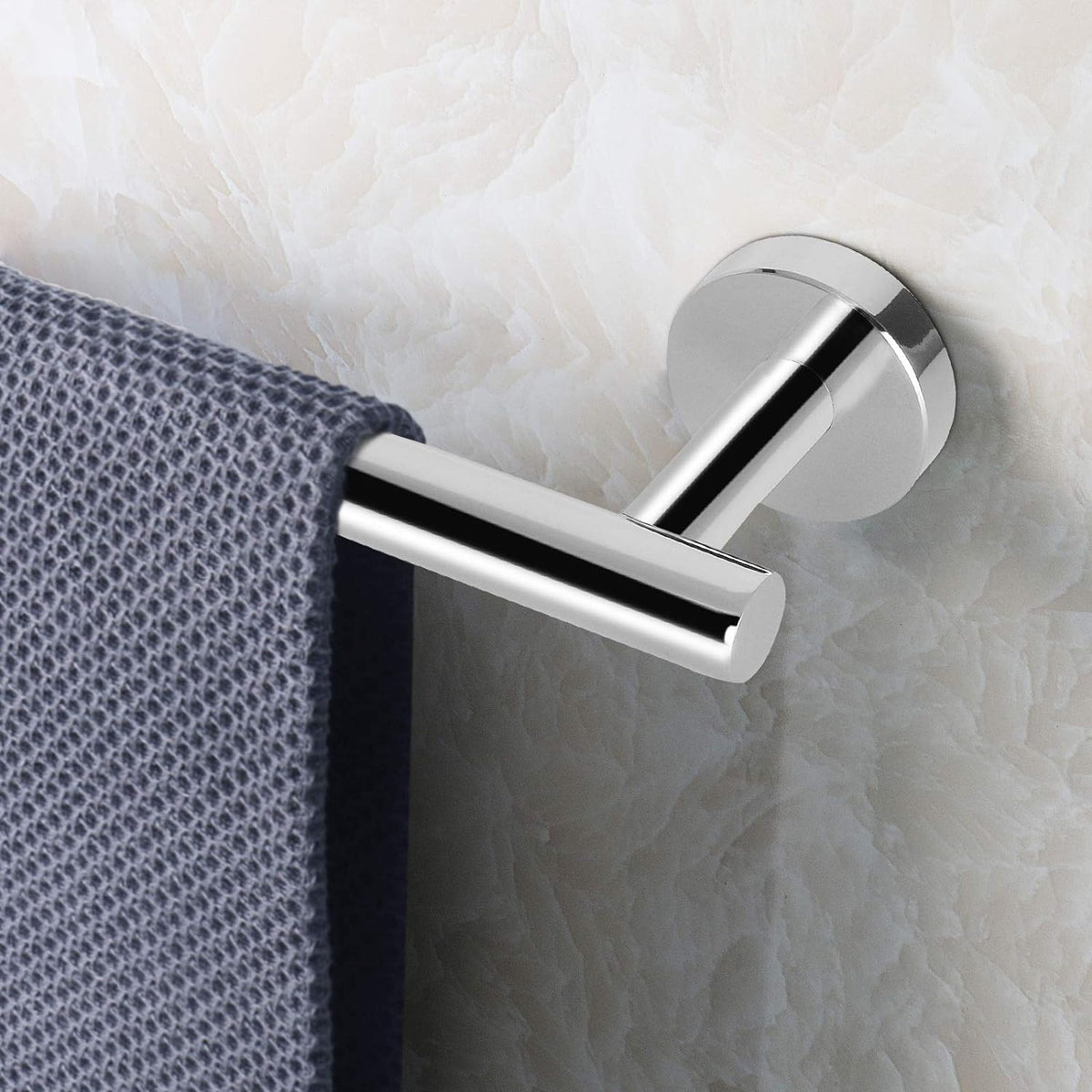 NearMoon Bath Towel Bar, Bath Accessories Thicken Stainless Steel Shower Towel Rack for Bathroom, Towel Holder Wall Mounted (1 Pack, Chrome Finish, 9 Inch)