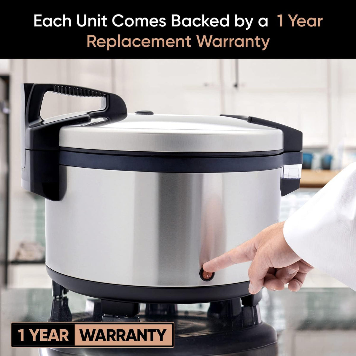 Tartle Commercial Rice Warmer and Soup Warmer - Warms 64 Cups Continuously for 12+ Hrs - Large Capasity, Non Stick & Keeps Rice Fluffy
