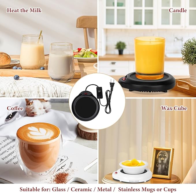Dialan's Candle Warmer Wax Melter, Warmer Plate for Candle Jar, Wax Cubes Melter, Warmer Plate, Electric Coffee Mug Warmer, Tea or Various Beverages Warmer, for Home, Office Desk, etc(Black)