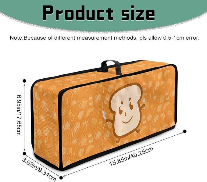 2 Slice Slim Toaster Cover Bread Print Toaster Cover 2 Slice Long Slot, Heat Resistant Easy to Fold and Store Dust Covers for Kitchen Small Appliances, Easy to Clean