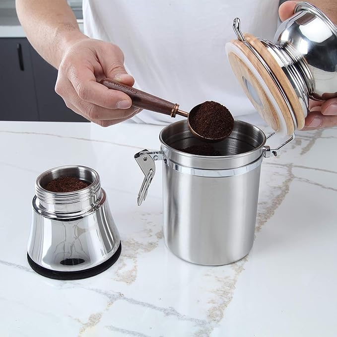 Easyworkz French Press 12 oz, Bundled Manual Coffee Grinder with Airtight Canister