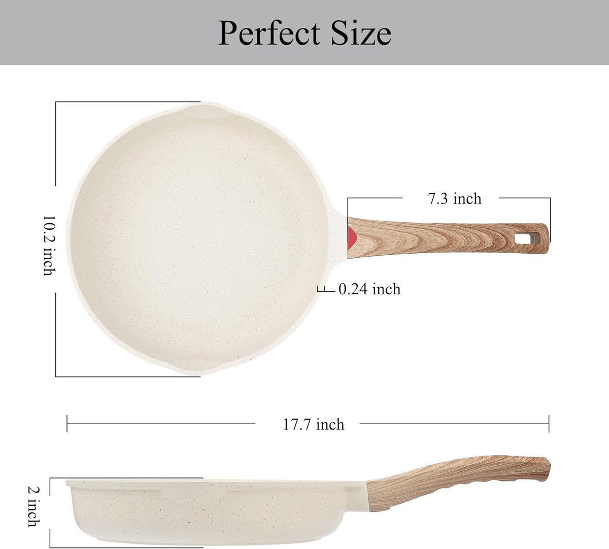 Vinchef Nonstick Frying Pan Anti Scratch,9.5 Inch Skillet Cast Aluminum Cookware, Induction Compatible White