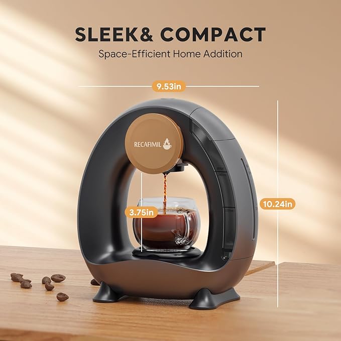 Single Serve Coffee Maker For K Cup Pod and Coffee Grounds /Tea, Fast Brew in 2 minutes, 2 IN 1 One Button Coffee Machine 4-8 Oz Brew Sizes, Stylish&Compact For Home, Office, RV and Dorm, Black