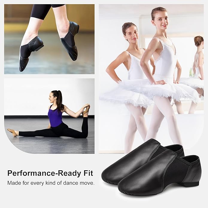 Stelle Jazz Shoes for Women Men Leather Upper Slip-on Dance Shoes Unisex