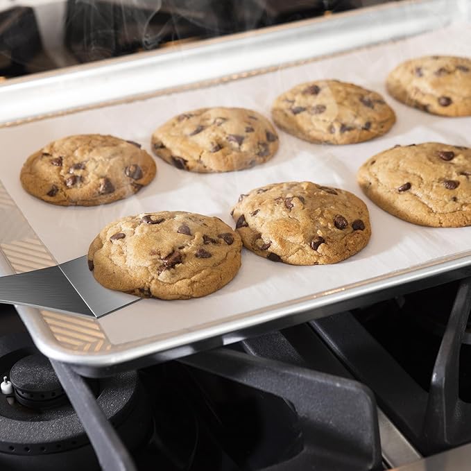 Stainless Steel Spatula Set, 2 Pieces Metal Spatula for Cast Iron Skillet, Metal Spatulas for Kitchen Use with Wooden Handle, Ideal for Frying Steak, Pancake, Cookie, Burger, Brownie or Desserts