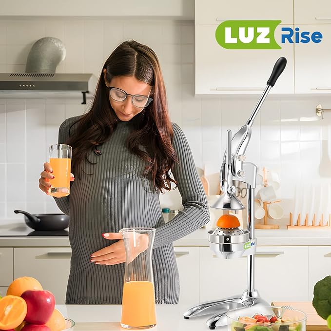 Manual Juicer Hand Press Professional Citrus Juicer Countertop Metal Orange Lemon Pomegranate Squeezer for Commercial Home Restaurant Use( Stainless Steel Heavy Duty Extra Large 7.4*9.8*19.3")