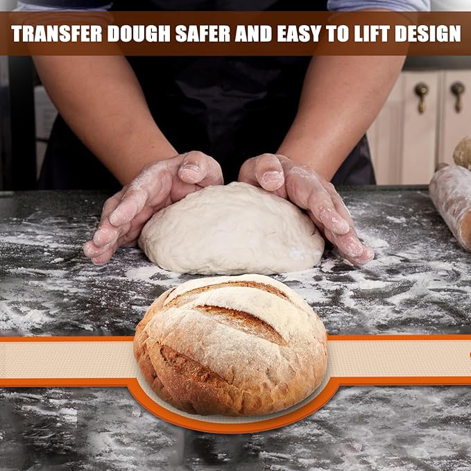 Silicone Bread Sling for Dutch Oven, Non-Stick & Easy to Clean Baking Mat Set, 2 Pcs Reusable Bread Sling for Sourdough Tools & Accessories