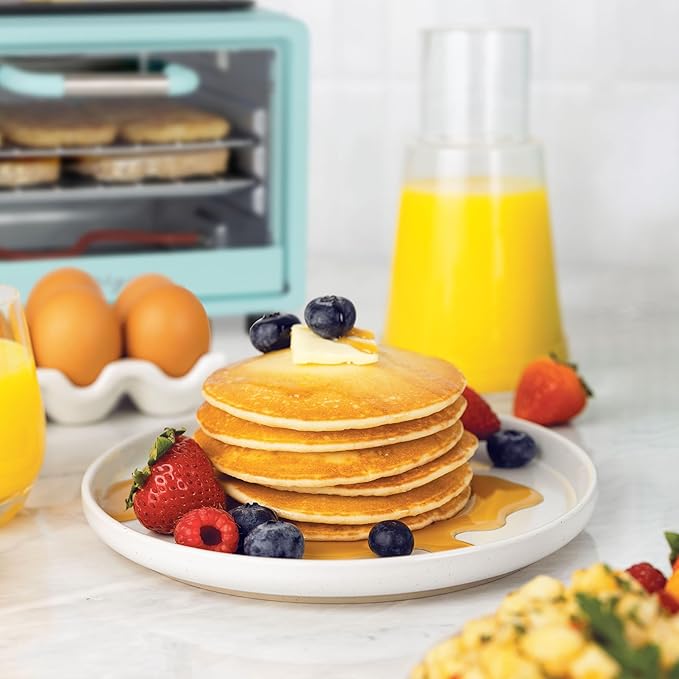 Nostalgia 3-in-1 Retro Breakfast Station - Includes 5 Cup Coffee Maker, Non-Stick Ceramic Griddle, and 4-Slice Toaster Oven - Built-In Timer, Reusable Coffee Filter, Space-Saving Design - Aqua