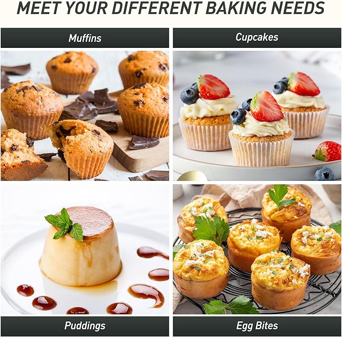 Socisen 2 Packs 6 Cups Silicone Muffin Pan with Metal Reinforced Frame Jumbo Size Cupcake Pan Tray Egg Bites Silicone Circle Cookie Molds Muffin Tin Tart Pans Large Big Baking Sheet Set for Breakfast