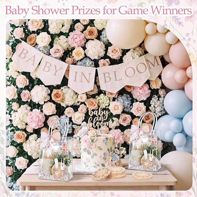 Honeydak 49 Pcs Baby Shower Prizes for Game Players 6 Set Cheese Board Fork Knives Coaster Towel Artificial Potted Plant Thanks Card Gift Bag for Baby Bridal Shower Wedding Favors (Butterfly)