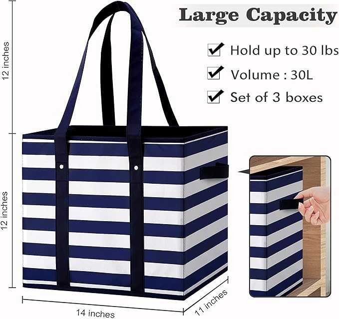 WISELIFE 4 Pack Reusable Grocery Bags Large Water Resistant Grocery Collapsible Heavy Duty Tote Bags for Shopping Picnic