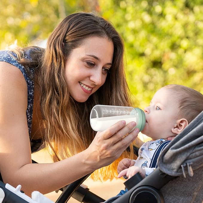Momcozy Natural Baby Bottle, Wide-Neck, BPA Free Breast Milk Container, Storage Collection Bottle for Fridge & Milk Cooler, Breastfeeding Essential, 11 oz, 4 pcs