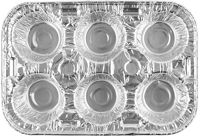 PLASTICPRO Aluminum Foil Muffin Pans Reusable and Disposable, Muffin & Pie foil Pan (20, 6 cavity XL)