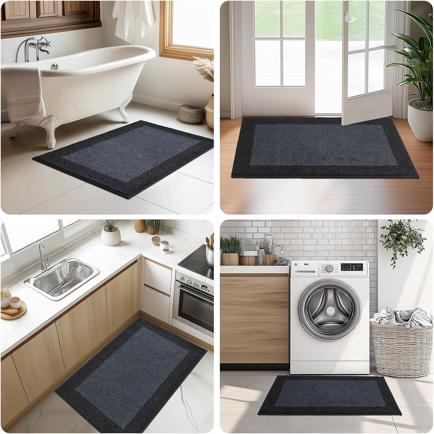 Machine Washable Runner Rug 32" x 96", Non Slip Kitchen Mat for Floor, Absorbent Entryway Rug for Kitchen, Bedroom, Living Room, Hallway, Door (Roll Packing)