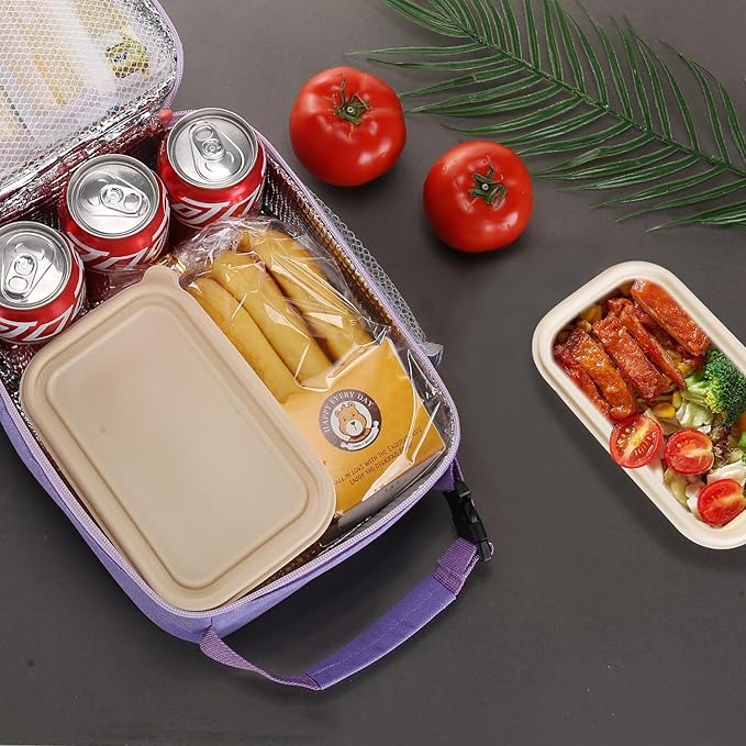 Lovoeo Lunch box Lunch bag for men women Insulated Lunchbox Lunch bags for Work Picnic Travel (Purple)