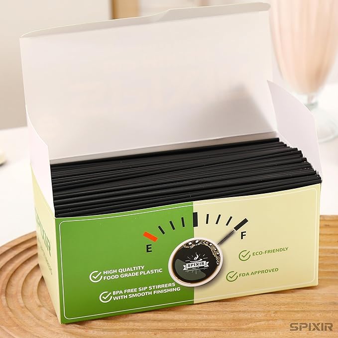Coffee Stirrers, Stir Sticks Disposable Straws – Cocktail Straws for Drinks, – 2000pcs, 5.5 Inch Coffee Straw, Stirrers, Bar Straw Black