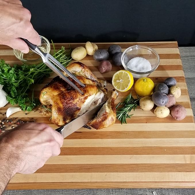 Ergo Chef Pro Series 8-Inch Meat Fork - Carving & Serving Fork - Forged High Carbon Stainless-Steel, Full Tang, Black Handle