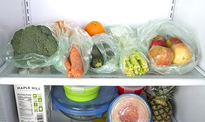 Keep it Fresh Produce Bags - 90 Reusable BPA Free Freshness Produce Bags & Twist Ties - Keeps Fruits, Veggies, and Flowers Fresher Longer