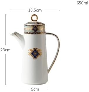 Water Pitcher Ceramic Teapot With Lid Water Pitcher Kitchen Butter Bottle Flower & Bird Finished Wedding Gifts Party Presents 650ML Glass Pot(Gris)