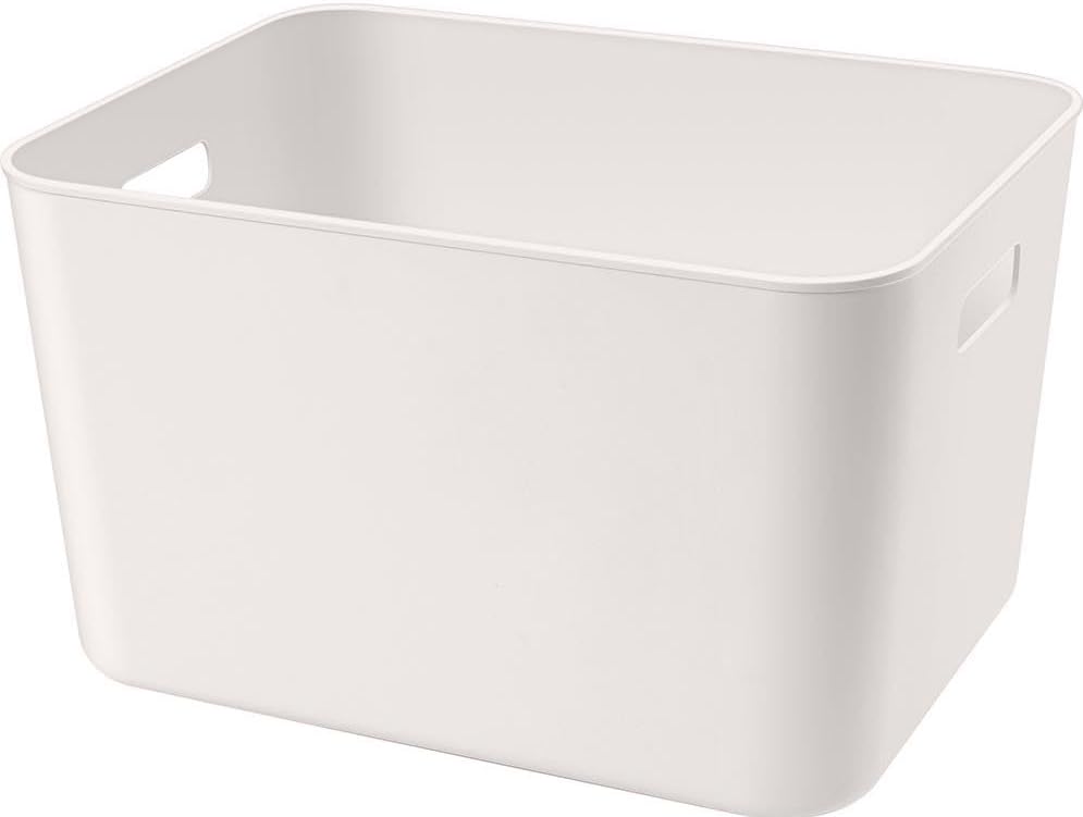 Set Of 4 Plastic Storage Bins,“13.4x10.2x8”Versatile Kitchen Pantry Organization and Storage,for Plastic Storage Container Under Bed,Under Sink Bathroom Organizer (White, 4 Pack Large)
