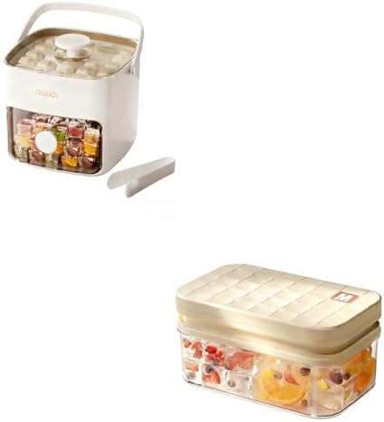 Plastic Ice Cube Trays with Bin and Scoop for Freezer+ Ice Cube Tray