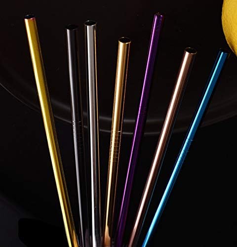 Blue Reusable Metal Straight Straws 100Pcs in Bulk Order (8.5" Long, Blue-100pcs Straight)