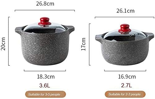 Casserole Home Not-Stick Stcasserole Dish with Glass Lid,Round Ceramic Casserole,Heat-Resistant Slow Stew Pot,Nutrition Clay Stockpot Soup Pot Open Fi