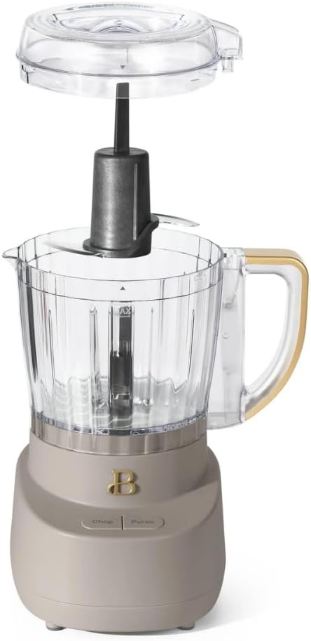 3-Cup Mini Food Chopper 250W with Bowl, Electric Food Processor, Chop & Puree Function, Dishwasher Safe Parts, Safety Lid, Compact Kitchen Appliance (Porcini Taupe)