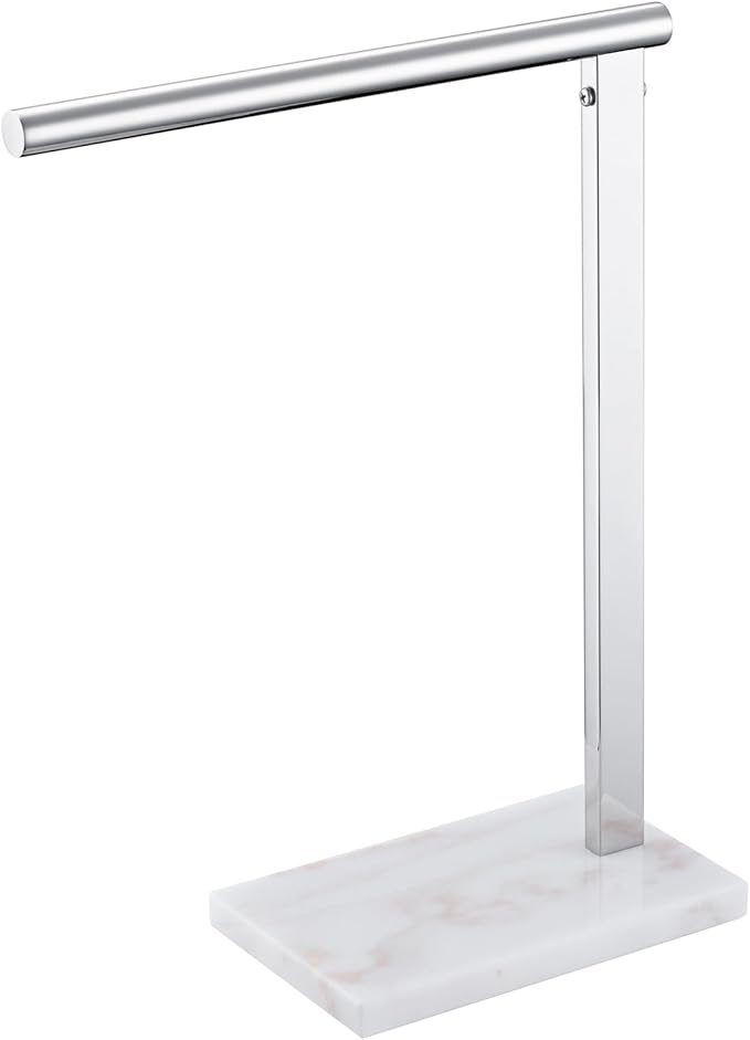 KOKOSIRI Hand Towel Holder Stand Towel Rack with Steady Marble Base for Bathroom Vanity Countertop, Polished Stainless Steel 15.7'' Height THS0006-CH