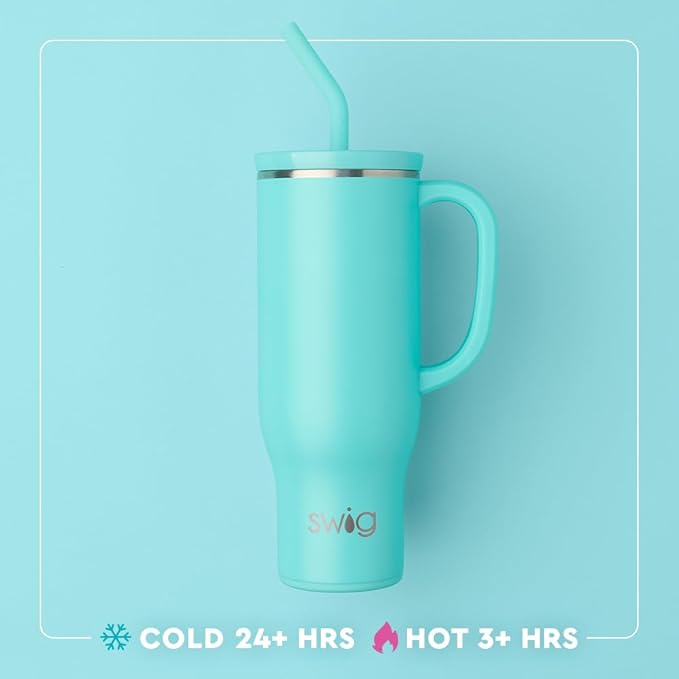 Swig Life 30oz Mega Mug, 30oz Tumbler with Handle and Straw, Large Insulated Tumblers, Cup Holder Friendly Travel Mug, Stainless Steel 30 oz Tumbler, Reusable Insulated Water Bottle (Mr Claus)