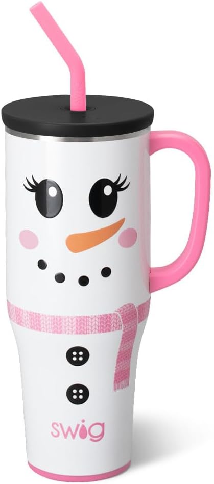 Swig Life 40oz Mega Mug, 40oz Tumbler with Handle and Straw, Extra Large Insulated Tumblers, Cup Holder Friendly Travel Mug (Ms Frost)
