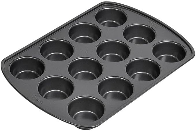 Wilton Gold Non-Stick Bakeware Muffin Pan - Baking Pan for Muffins & Cupcakes - Made Without PFAS, Dent Resistant & Dishwasher Friendly - Offers Even Heat Distribution - 10.5 x 15 x 2 Inches, 12 Cup