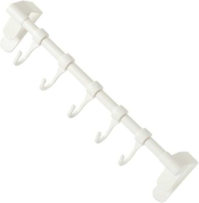 BESTonZON Kitchen Utensil Hooks 5pcs White No-Drill Adhesive Cabinet Hooks Multi-Functional Hanging Rack for Kitchen Storage and Sundries Organization