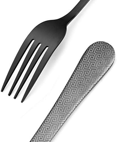 Matte Black Silverware Set,SHARECOOK Satin Finish 40-Piece Stainless Steel Flatware Set,Kitchen Utensil Set Service for 8,Tableware Cutlery Set for Home and Restaurant, Dishwasher Safe