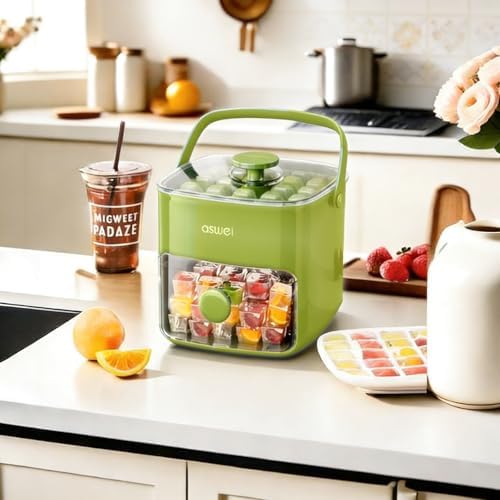 Ice Cube Tray with Lid and Bin + Silicone Ice Cube Trays with Lid and Bin