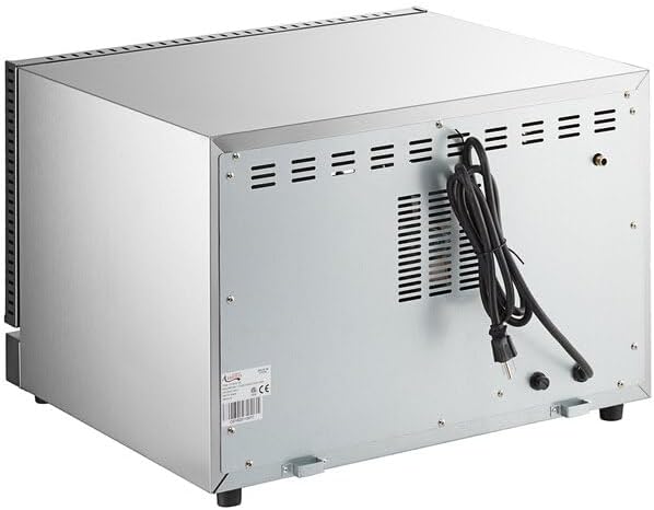 Half Size Commercial Countertop Convection Oven, 1.5 Cu Ft Capacity, Stainless Steel, 4 Wire Shelves, 1600W Electric, 150-500°F Temperature Range, 23x22.5x16.5 Inch